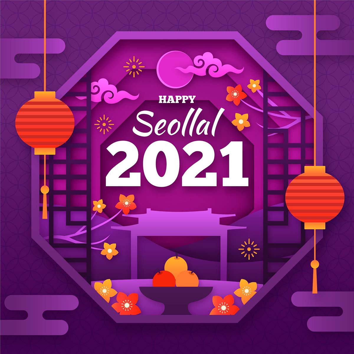 韩国新年纸风格矢量源文件korean-new-year-paper-st<x>yle