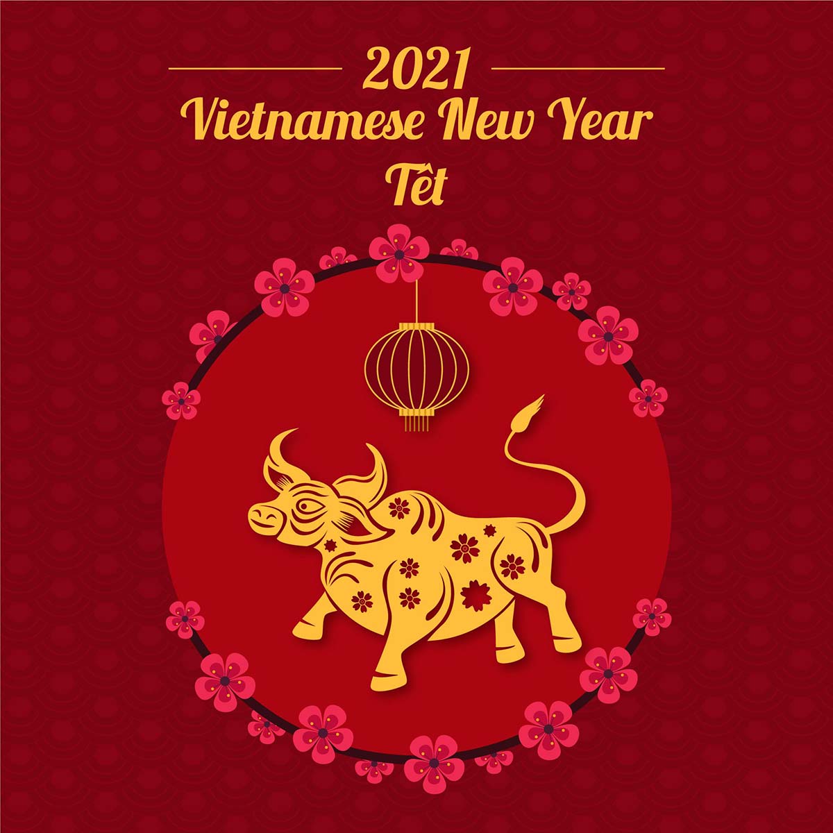 红金新年背景创意设计AI/eps源文件flat-tet-vietnamese-new-year