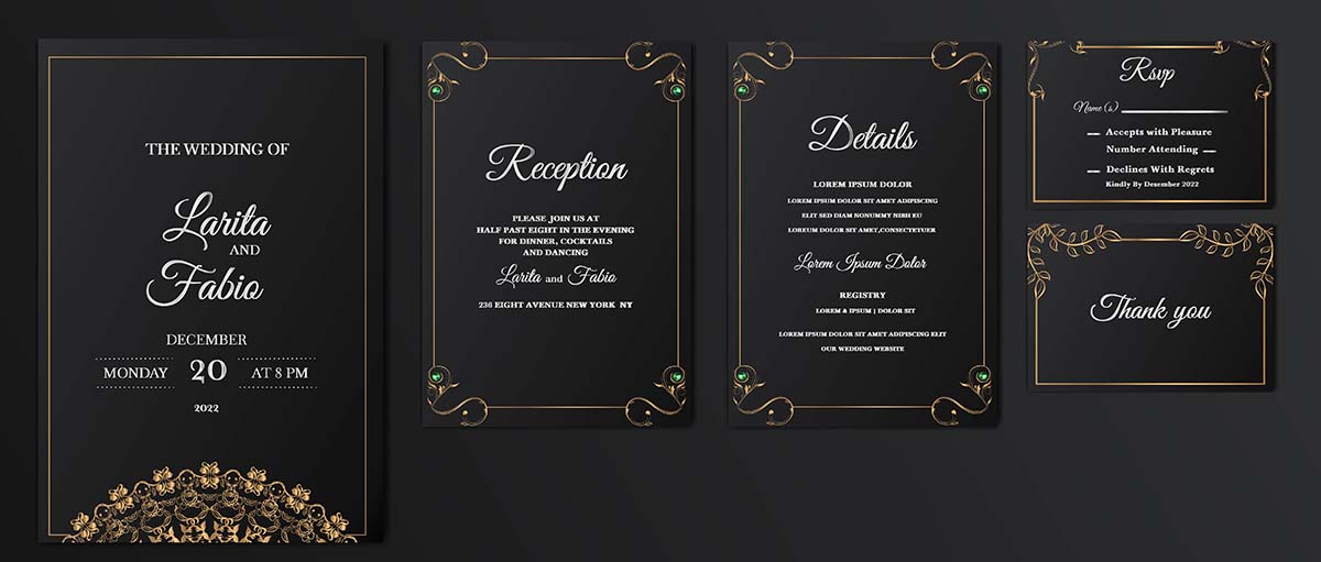 黑金豪华婚礼邀请卡矢量源文件set-collection-luxury-save-date-wedding-invitation-card