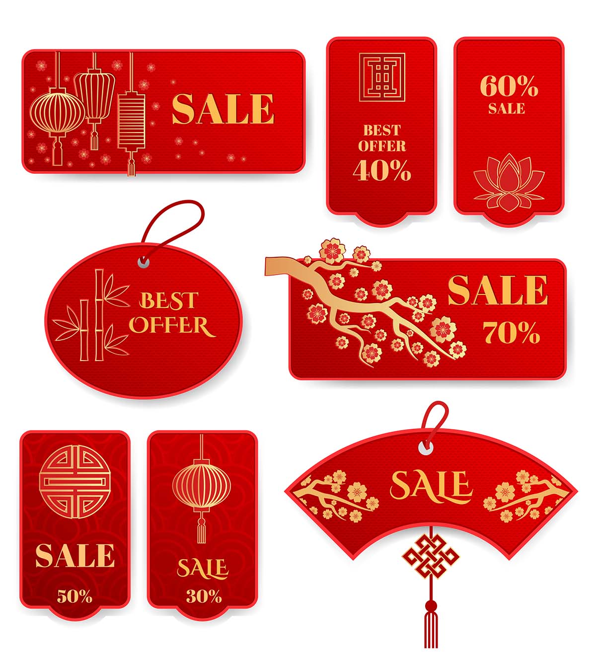 套销售标签和标签/中国新年/标签亚洲促销/消费主义矢量图set-sale-labels-tags-chinese-new-year-label