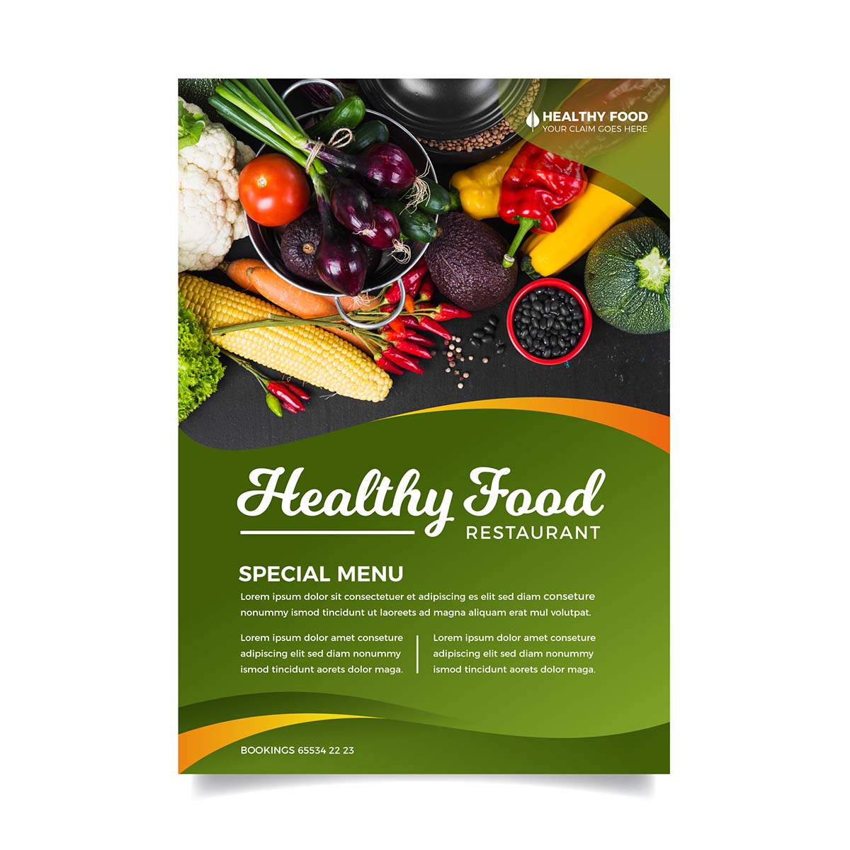 健康食品传单模板矢量源文件（不含图片）healthy-food-flyer-template