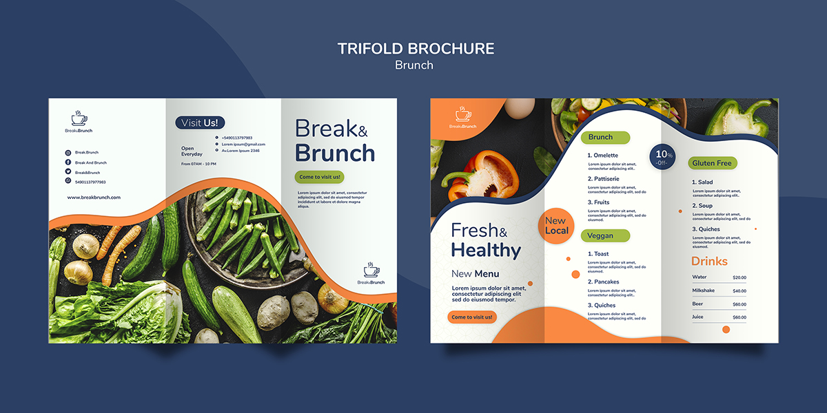 宣传册模板概念的早午餐主题Psd源文件brunch-theme-brochure-template-concept