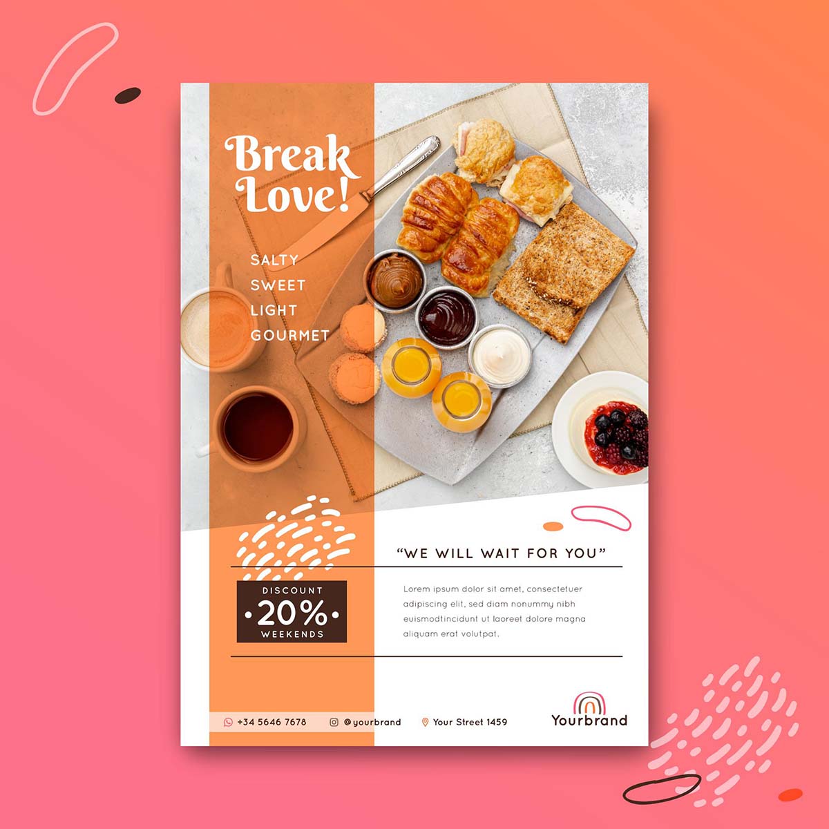 早餐餐厅海报模板矢量源文件breakfast-restaurant-poster-template