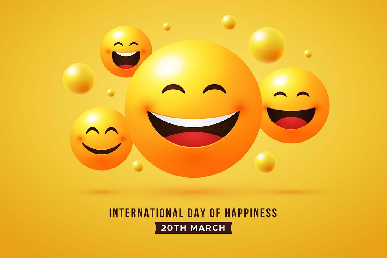 渐变国际幸福日表情包插画矢量源文件