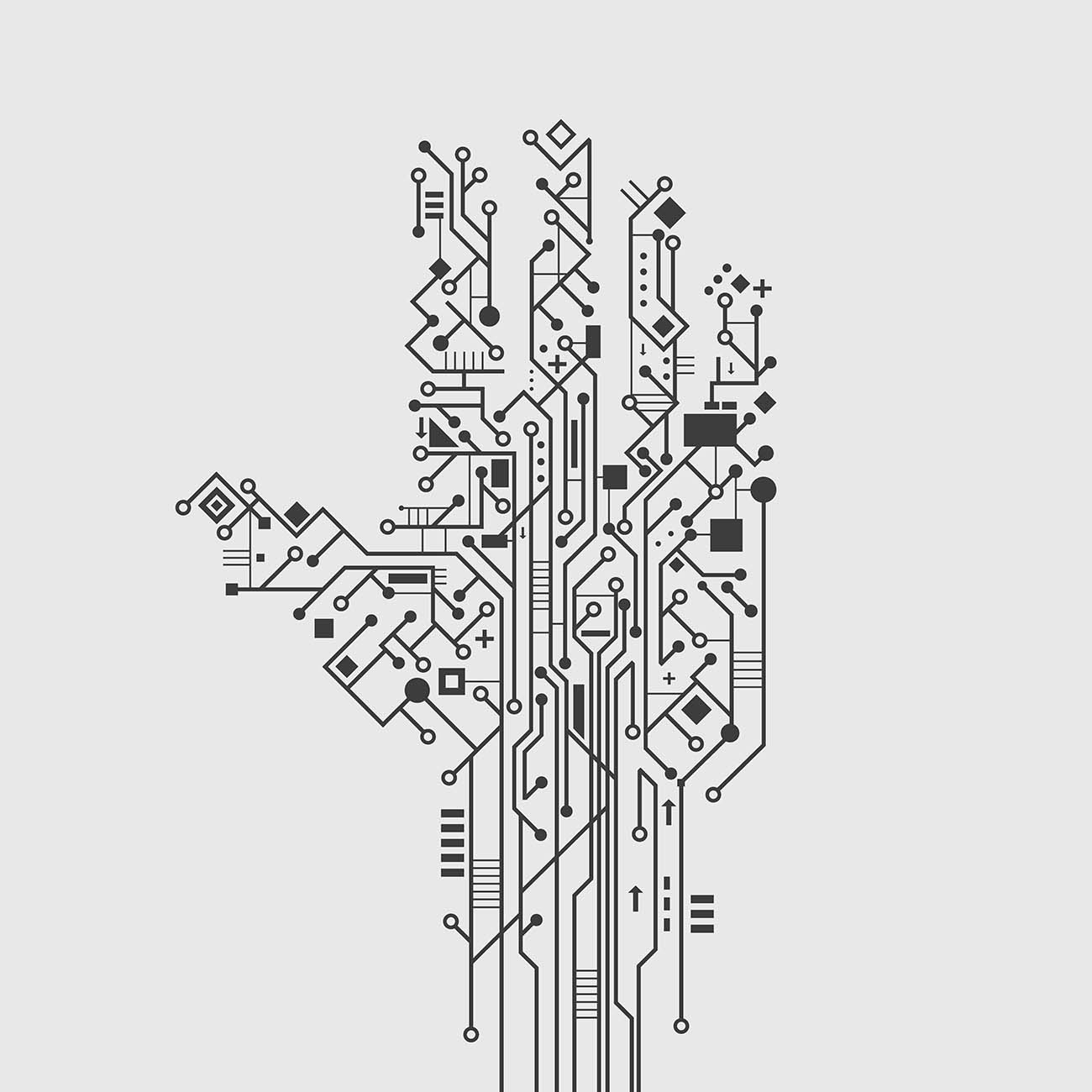 计算机电路板在手形状创意技术海报矢量图矢量