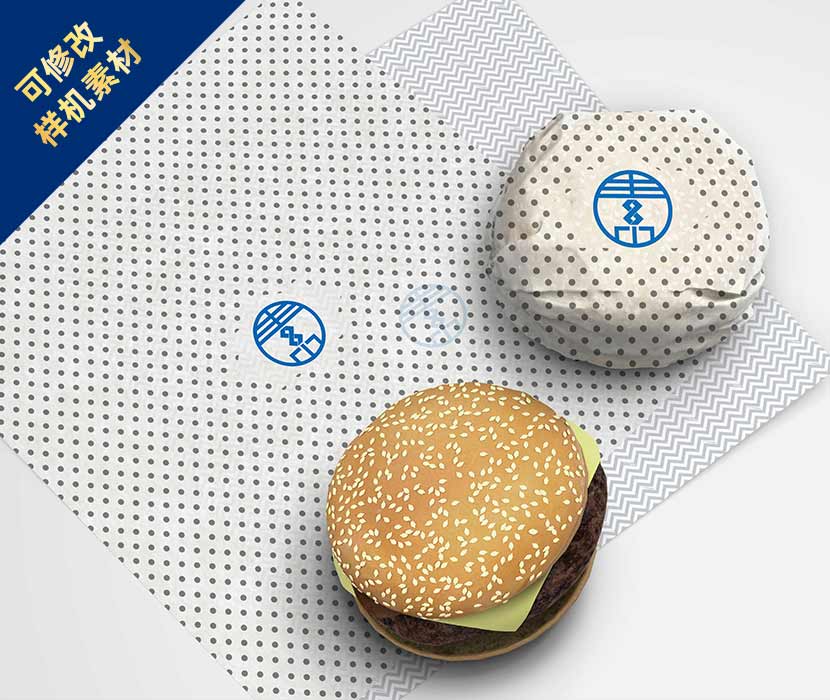 汉堡肉卷包装纸样机PSD源文件Liner_Burger_91
